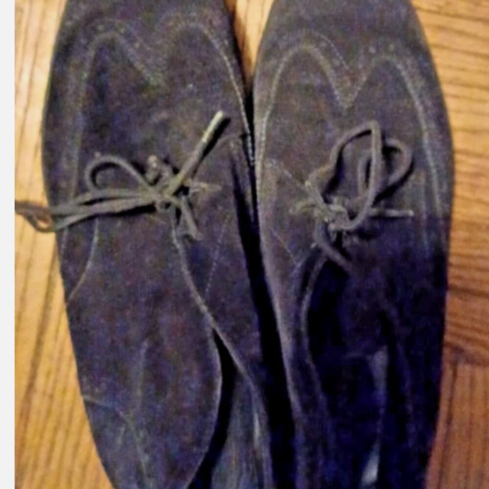 Ferragamo Lavorazione Originale Italy Black Suede Mens Shoes 9.5 D Lace Up